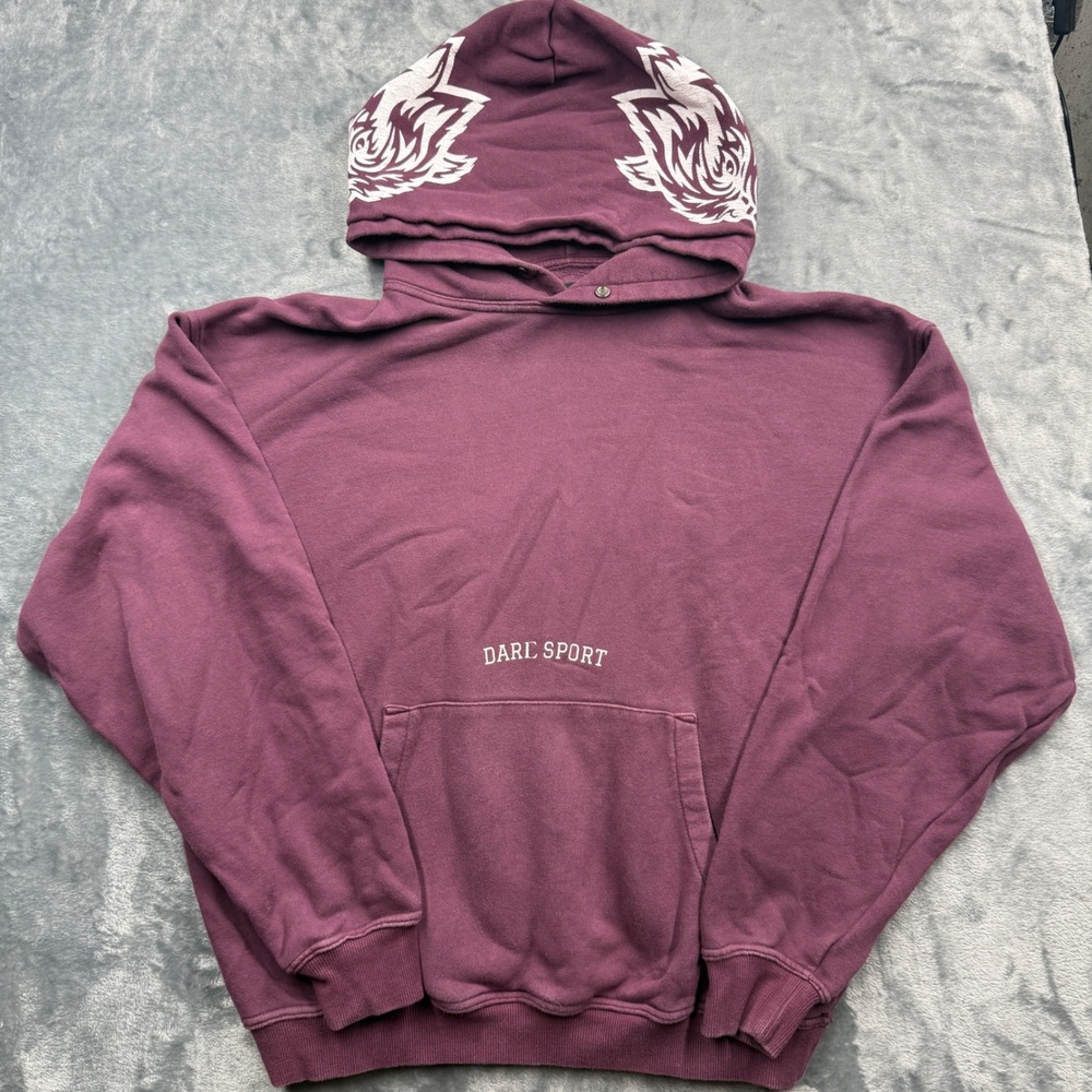 Y2K Darc Sport Hoodie Wolves Graphic Maroon M  Limited Edition 950/1000